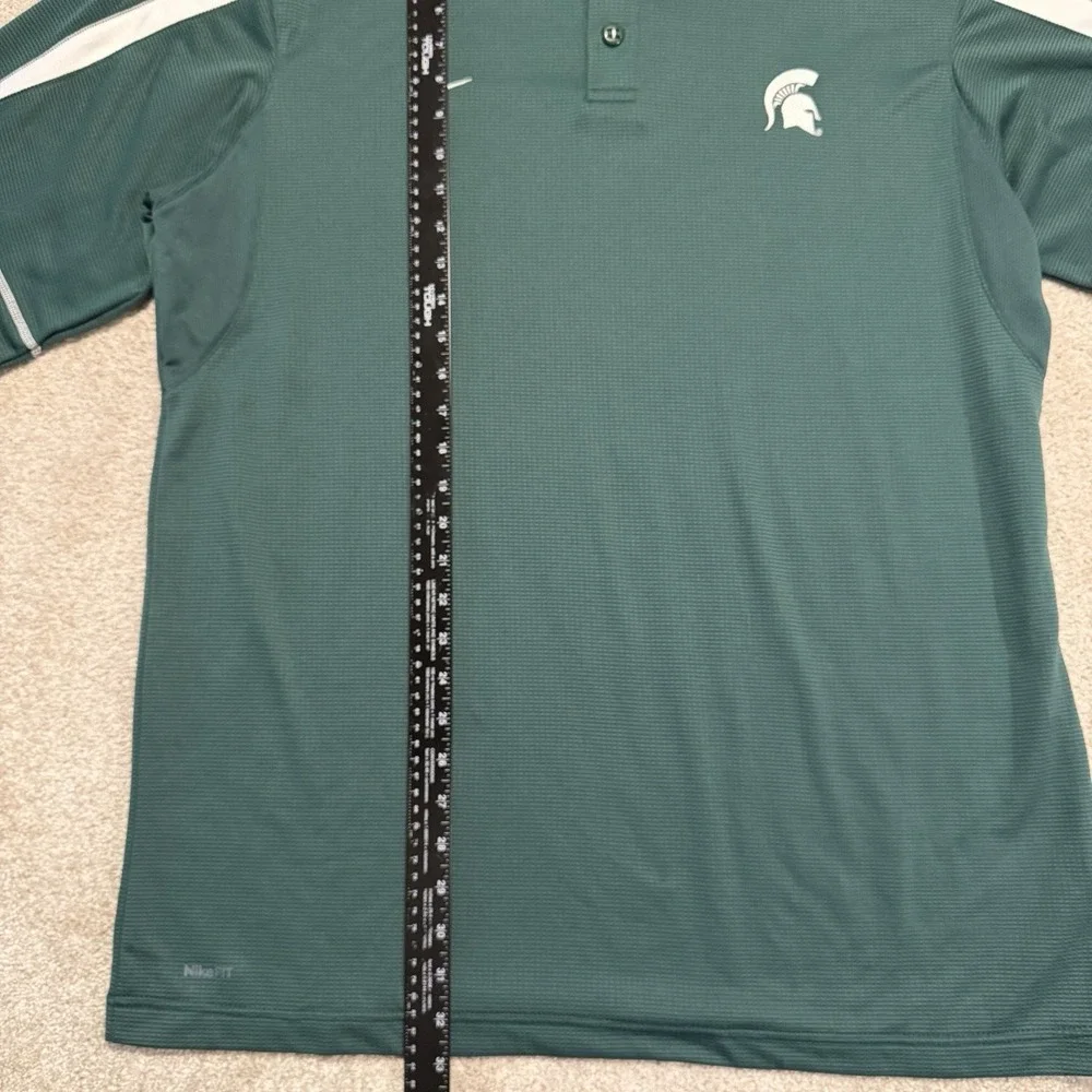 Nike Michigan State Polo Shirt Mens Xl Green Dri-Fit Spartans‎ SS Vtg Nike Team